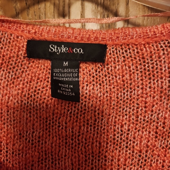 Style and Co. Orange Sweater with Lace Trim - Picture 4 of 5